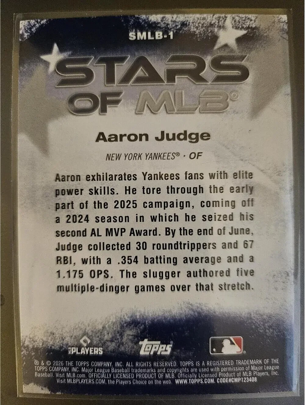 2026 Topps Series 1 - Aaron Judge - Stars Of MLB #SMLB-1